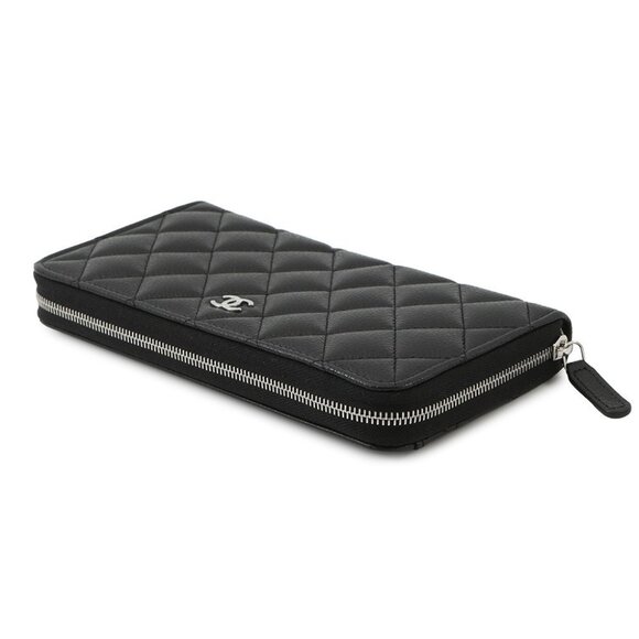 CHANEL Matelasse Zip Around Chozai Cloth Calfskin Black - Picture 4 of 9